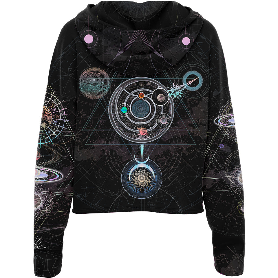 Cosmos Drop Shoulder Crop Hoodie