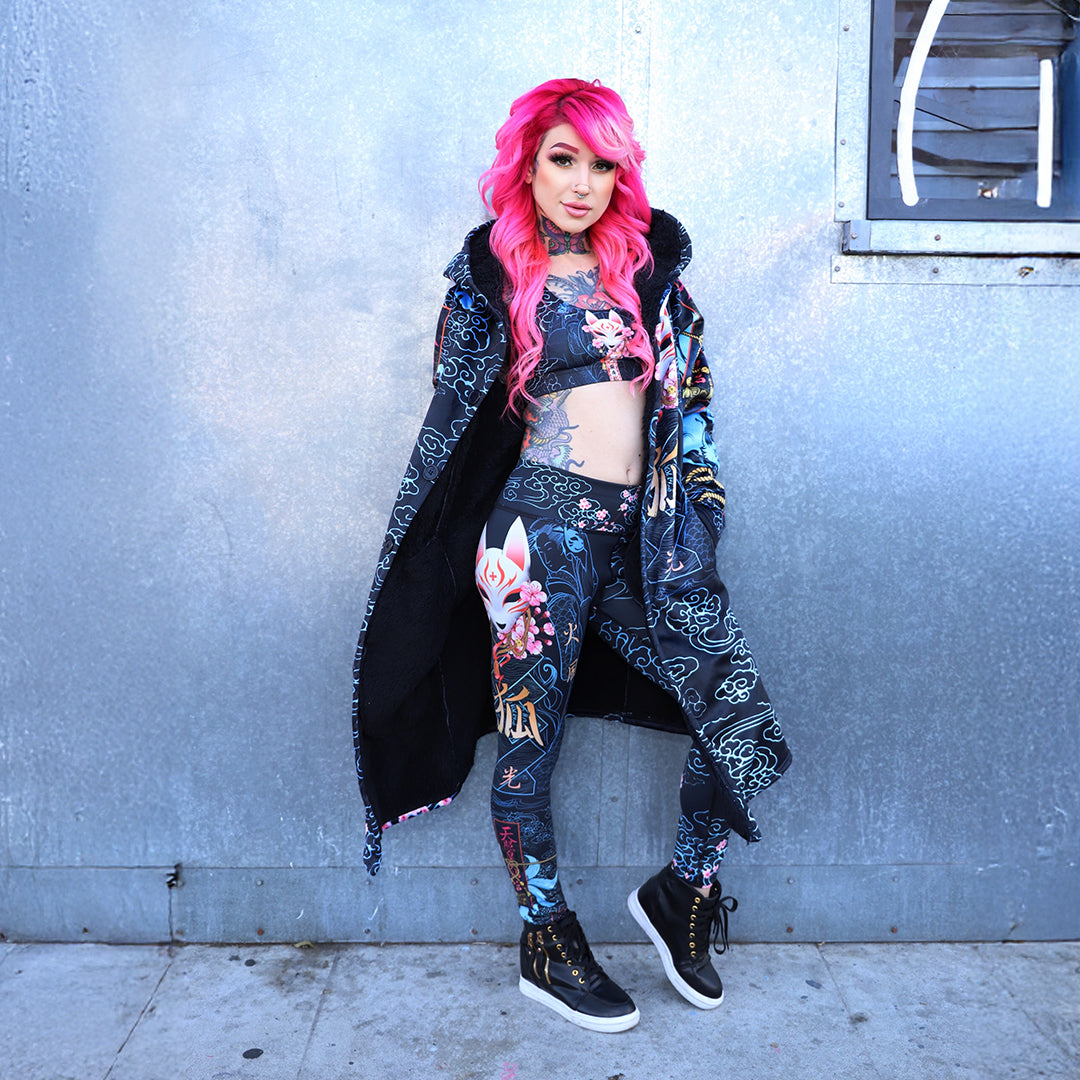 Kitsune High Waisted Leggings - Blue Edition