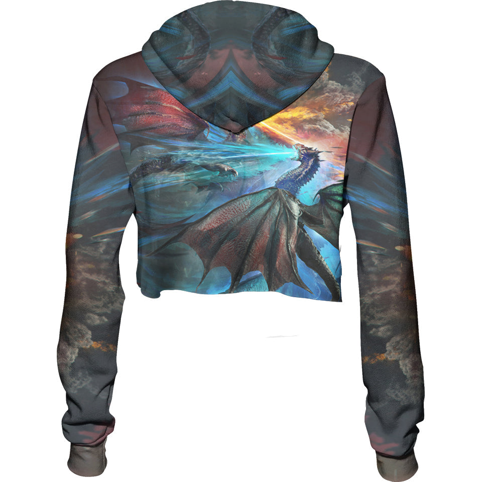 Crop Hoodie Fire and Ice Dragons Crop Hoodie
