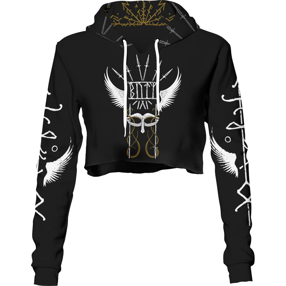 Crop Hoodie Runes of Valkyrie Crop Hoodie