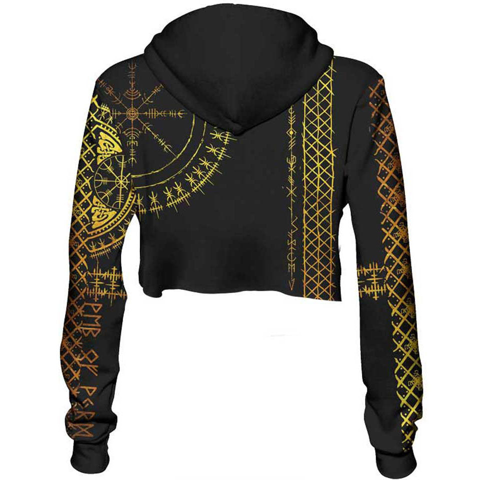 Crop Hoodie Viking Runes Crop Hoodie