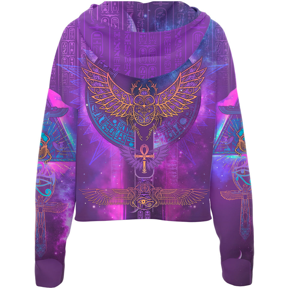 Drop Shoulder Crop Hoodie Egyptian Scarab Special Edition Drop Shoulder Crop Hoodie