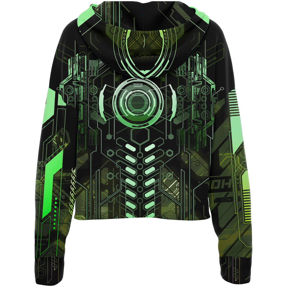 Drop Shoulder Crop Hoodie Protocol Zero Drop Shoulder Crop Hoodie - Biocore Edition
