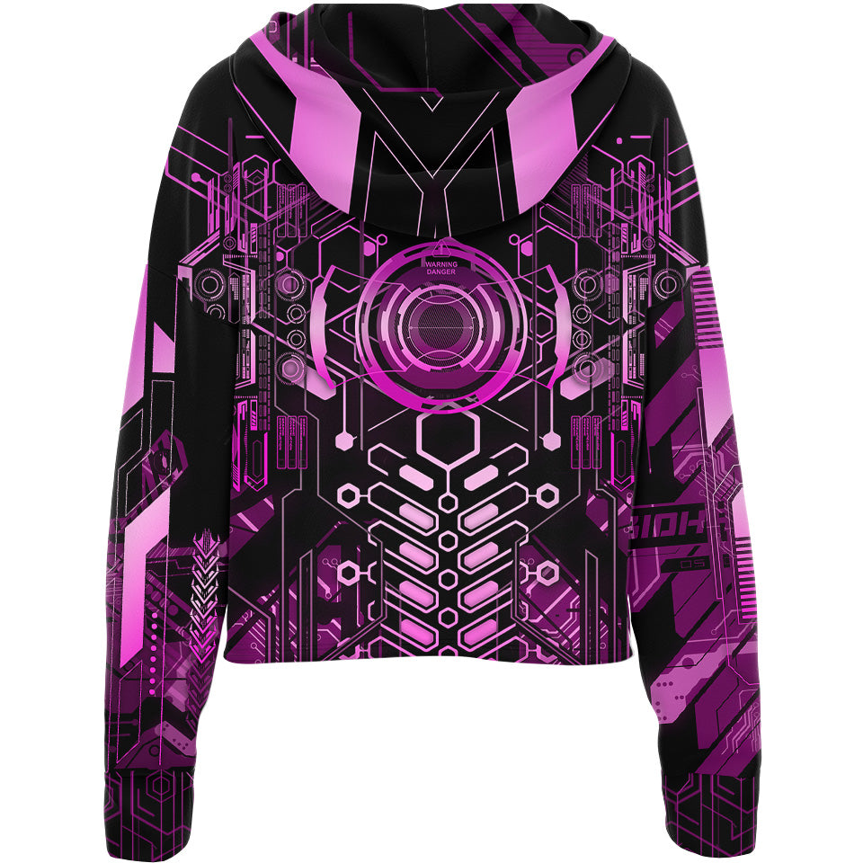 Drop Shoulder Crop Hoodie Protocol Zero Drop Shoulder Crop Hoodie - Ghostlink Edition