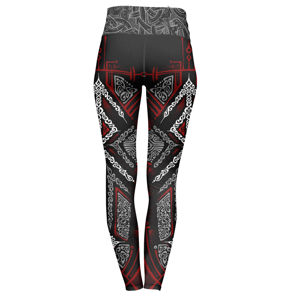 High Waisted Leggings Runes of Loki High Waisted Leggings - Red Edition