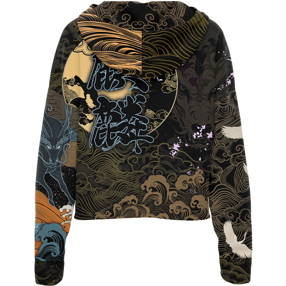 Kirin Drop Shoulder Crop Hoodie