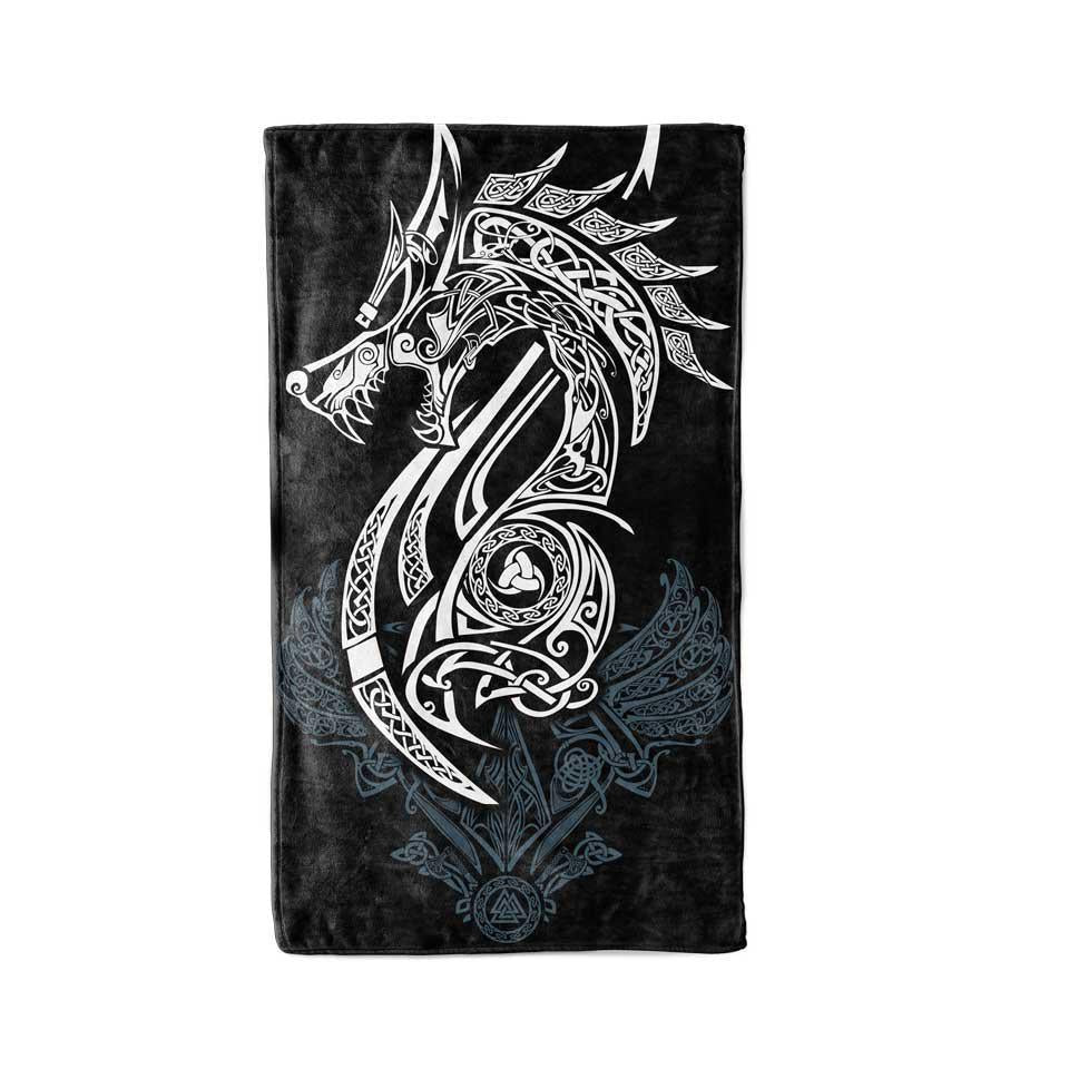 Beach Towel 30x60 Huginn Beach Towel HUGGIN-BLUE-AND-WHITE_BEACH-TOWELS_30x60