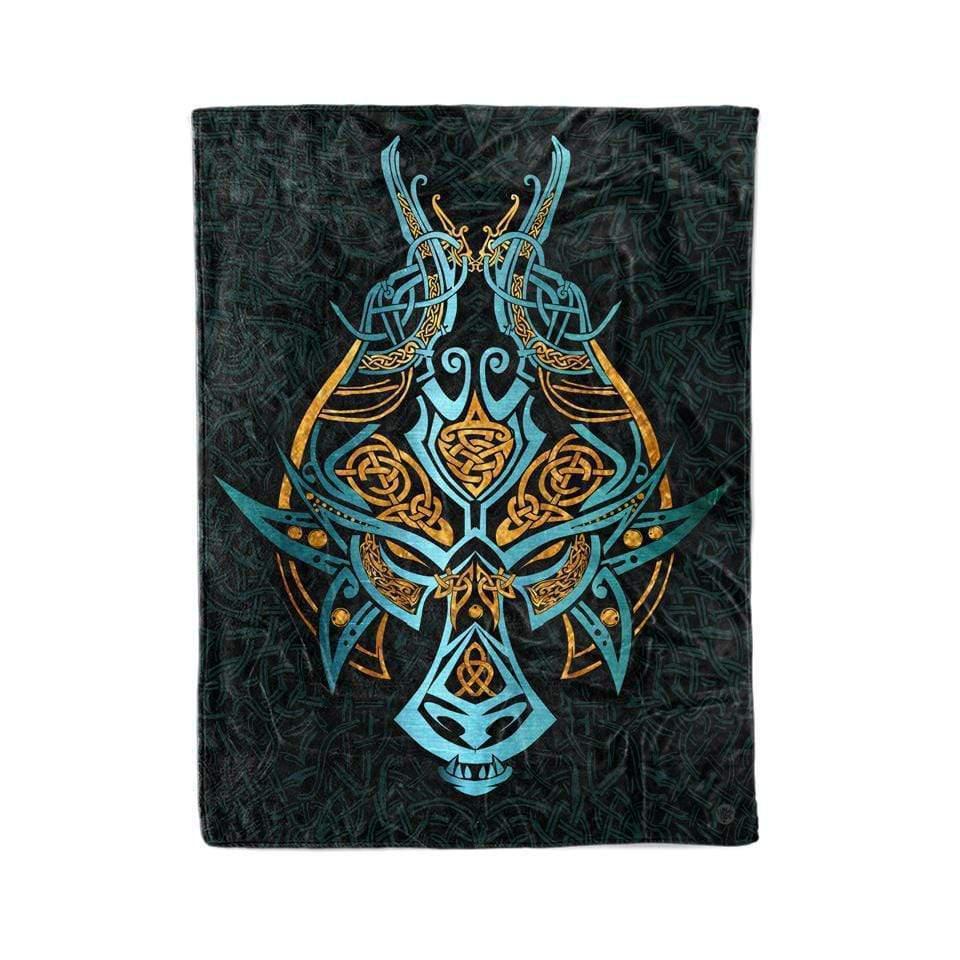 Blanket Adult-60x80 / Premium Sherpa Fenrir Blanket ULFHEDNAR-TEAL-GOLD_BLANKET_60x80-SHERPA