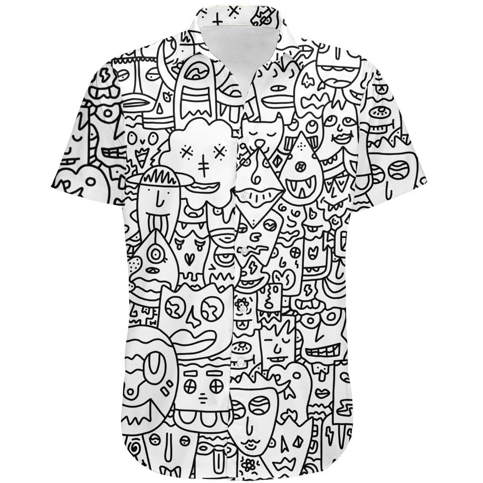 Button Up Shirt XS / Plain Pretty Done's Doodle Button Up Shirt DONE-DOODLE_SS-BUTTON-UP-V2_XS