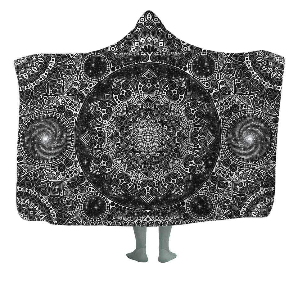 Hooded Blanket Adult-60x80 / Premium Sherpa / Original Galaxy Mandala Hooded Blanket GALAXY-GRAY_HOODED-BLANKET-60x80-SHERPA