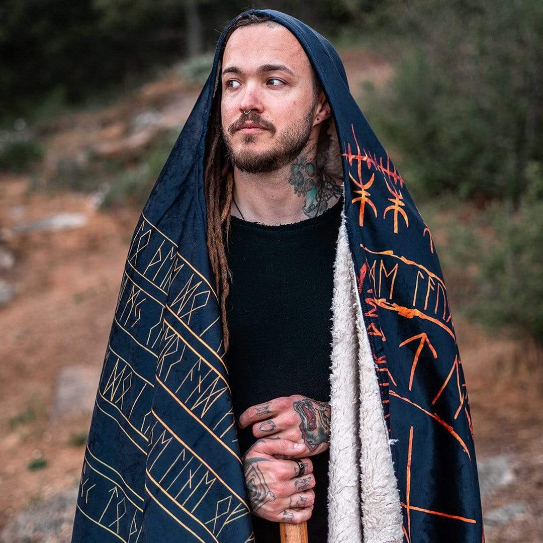 Hooded Blanket Viking Runes Hooded Blanket