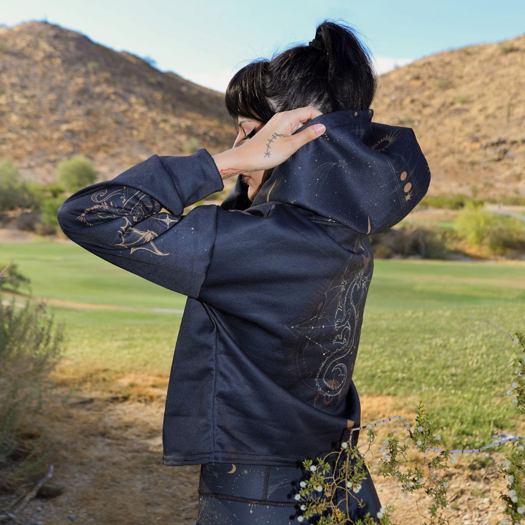 Dragon Luna Drop Shoulder Crop Hoodie