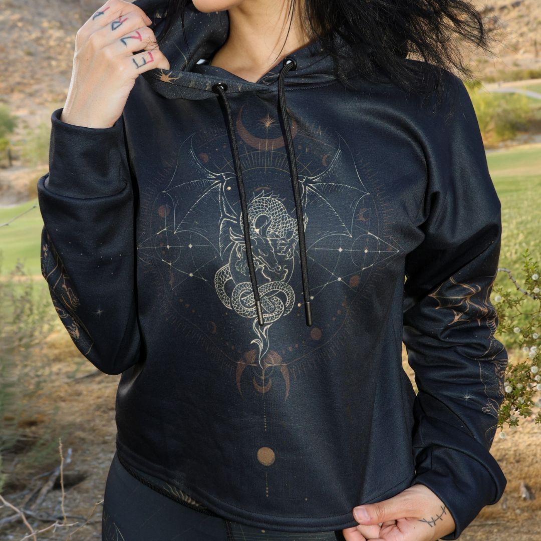 Dragon Luna Drop Shoulder Crop Hoodie