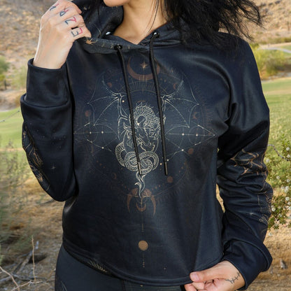 Dragon Luna Drop Shoulder Crop Hoodie