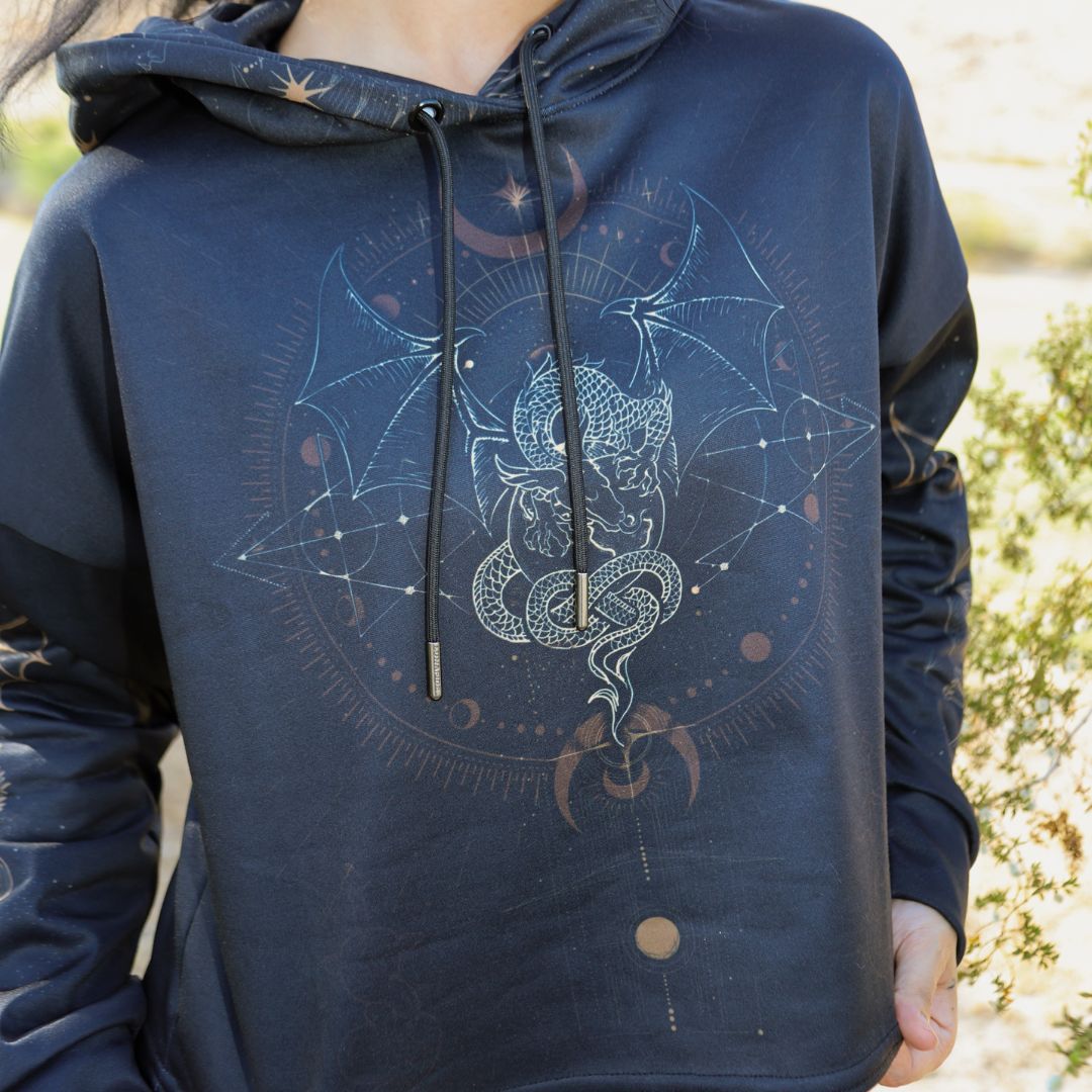 Dragon Luna Drop Shoulder Crop Hoodie