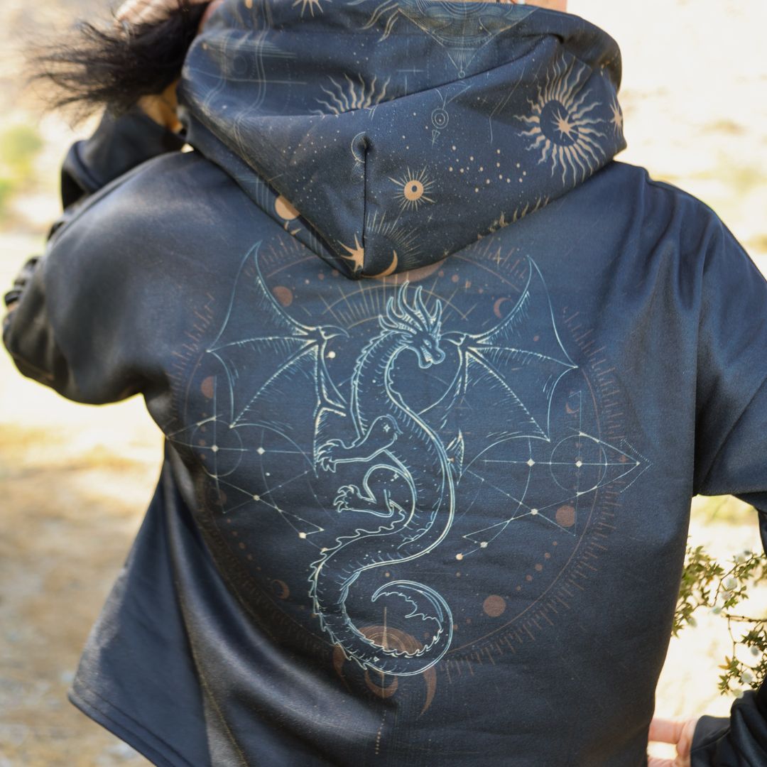 Dragon Luna Drop Shoulder Crop Hoodie