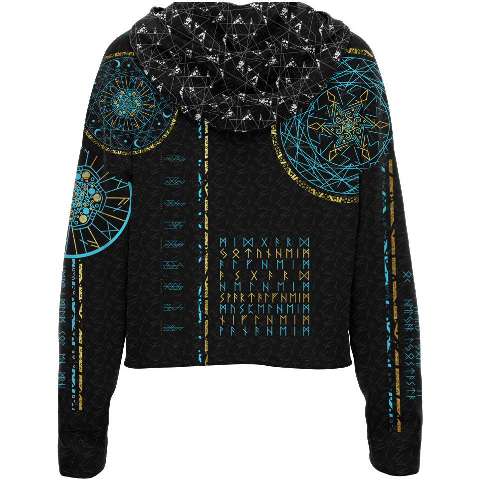 Nine Worlds Drop Shoulder Crop Hoodie - Night Edition