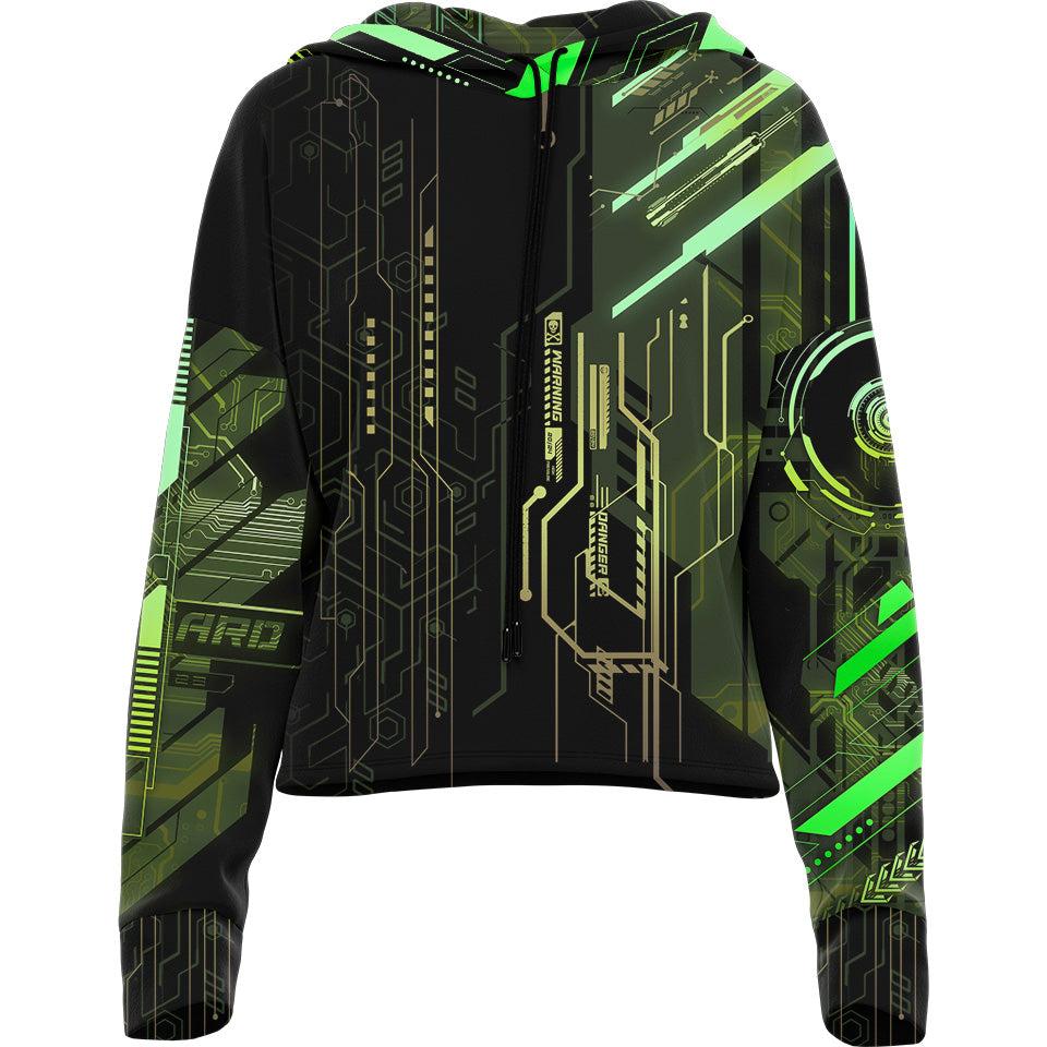 Protocol Zero Drop Shoulder Crop Hoodie - Biocore Edition