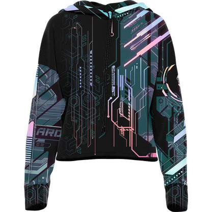 Protocol Zero Drop Shoulder Crop Hoodie - ShadowSync Edition