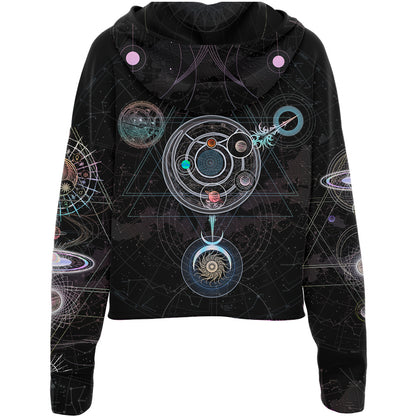 Cosmos Drop Shoulder Crop Hoodie
