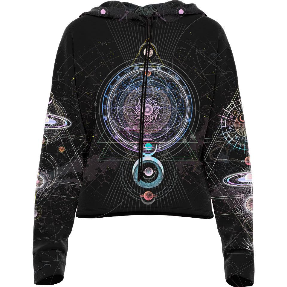 Cosmos Drop Shoulder Crop Hoodie