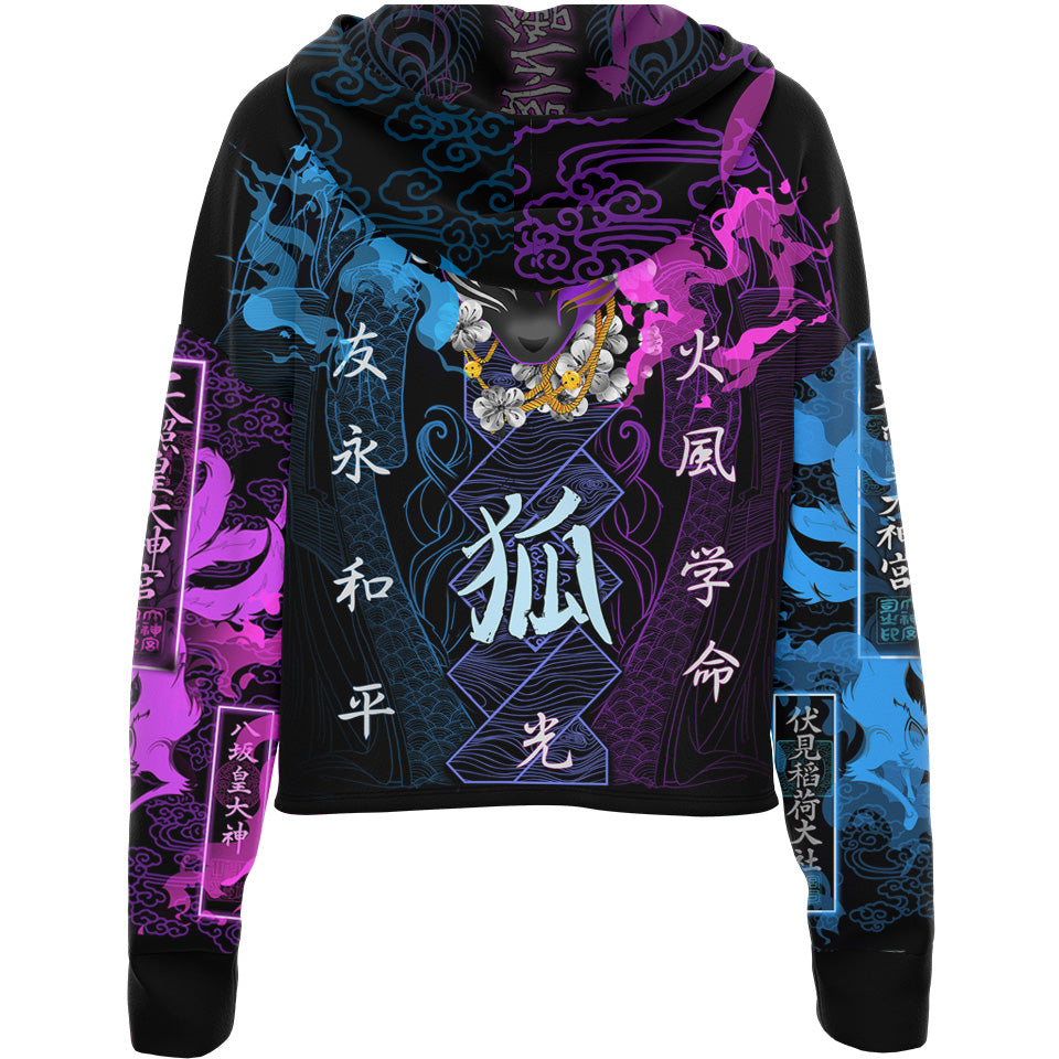 Kitsune Drop Shoulder Crop Hoodie - Ameratsu Edition - Ultra Rare - 50 Unit Release