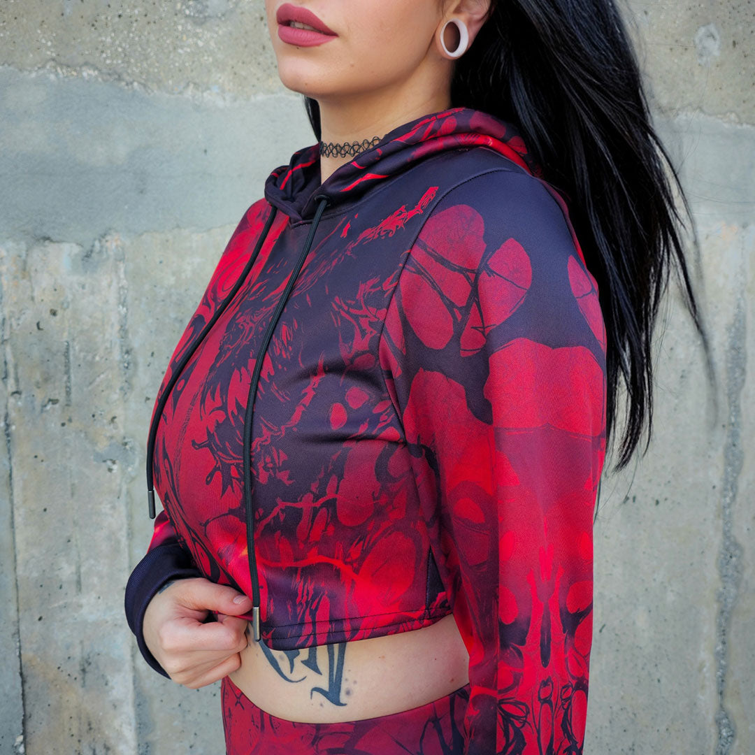 Viscera Drop Shoulder Crop Hoodie