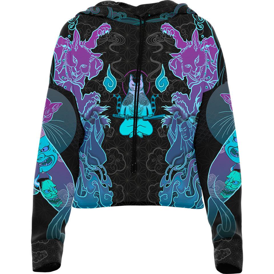 Nekomata Drop Shoulder Crop Hoodie