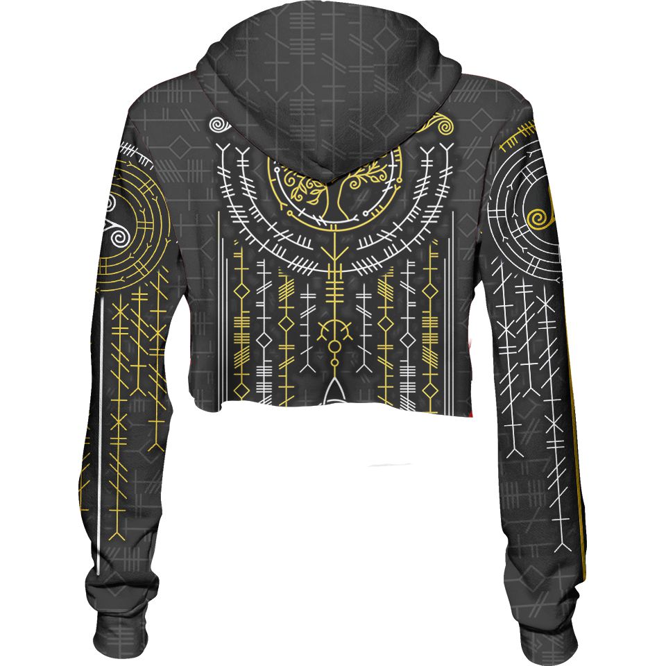 Ogham Crop Hoodie - Black Edition