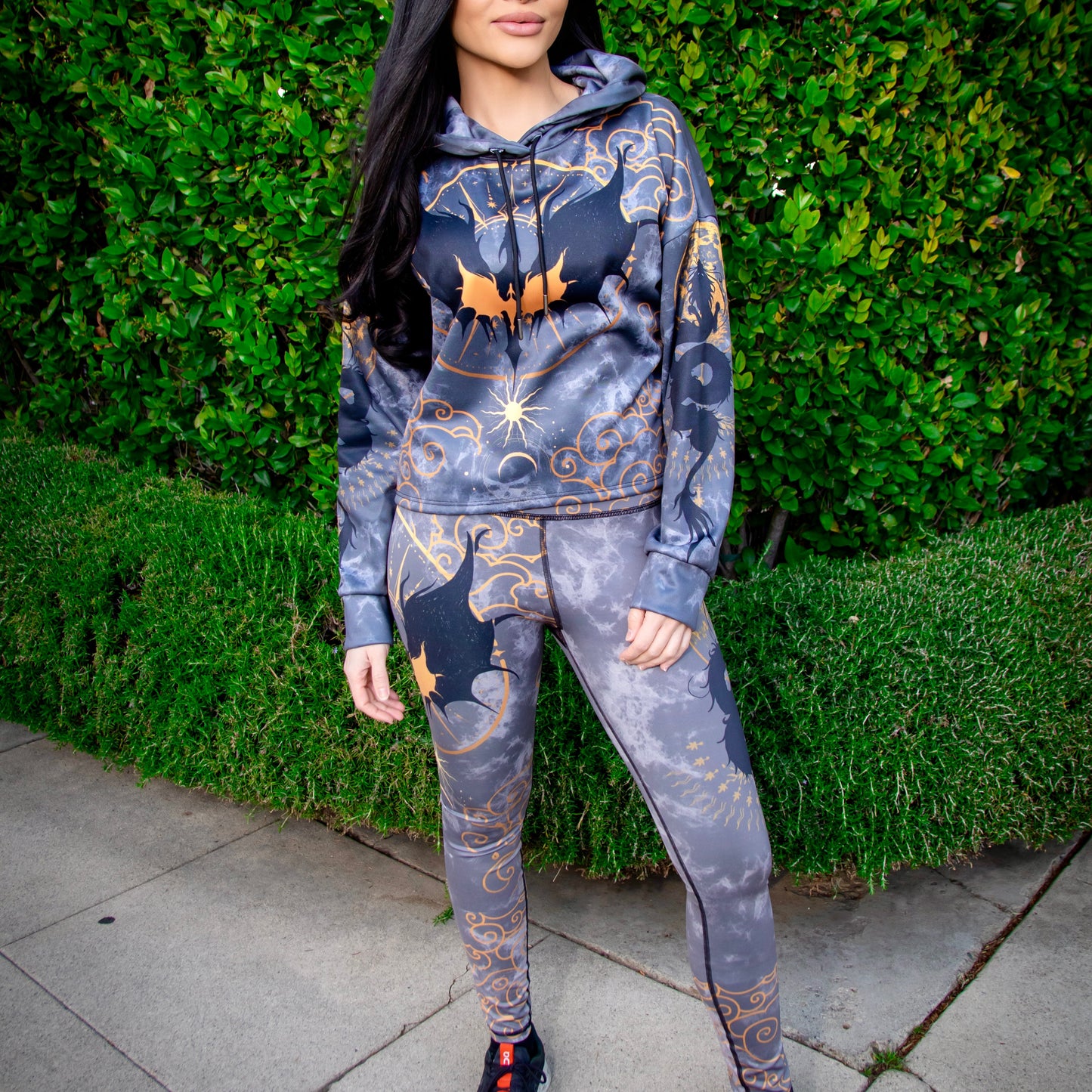 Dragon Rider Drop Shoulder Crop Hoodie