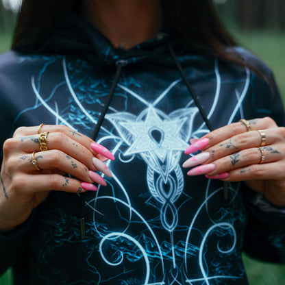 Elven Drop Shoulder Crop Hoodie - Fantasy Edition