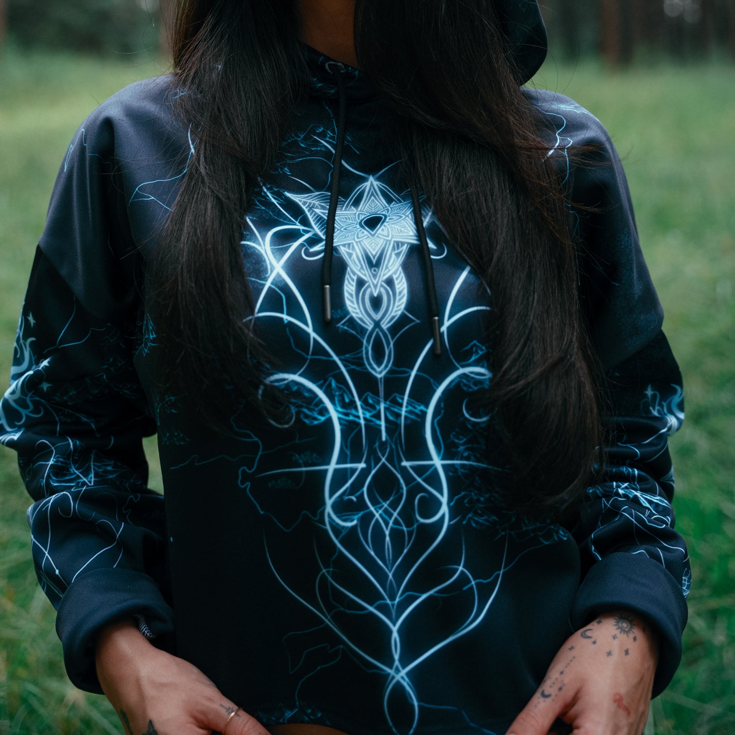 Elven Drop Shoulder Crop Hoodie - Fantasy Edition