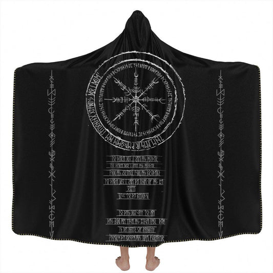 Viking Runes Hooded Blanket - Black Edition