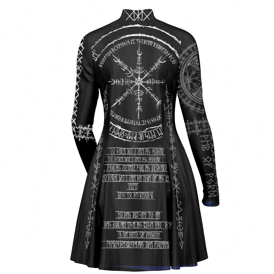 Viking Runes Skater Dress - Black Edition