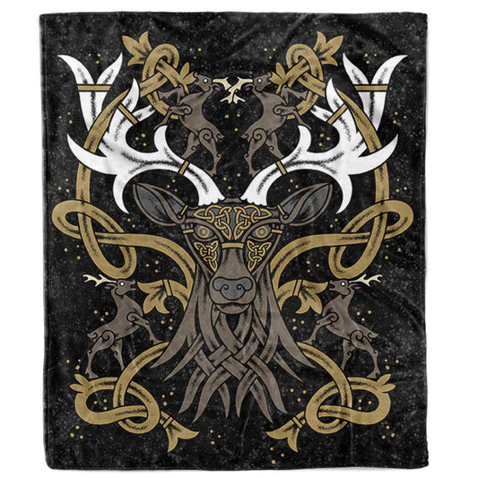 Blanket Adult-60x80 / Premium Sherpa Stag of Valhalla Blanket VIKING-STAG_BLANKET_60x80-SHERPA
