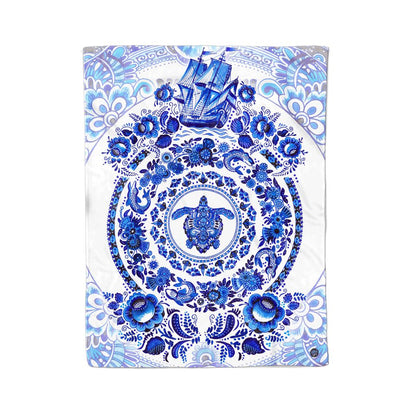 Blanket Adult-60x80 / Premium Sherpa / White Delft Ocean Blanket DELFT-OCEAN-WHITE_BLANKET_60x80-SHERPA