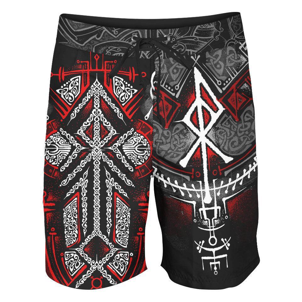 Boardshorts SM / 18 Inch Runes of Loki Boardshorts - Red Edition RULO_BOARDSHORTS-18_SM