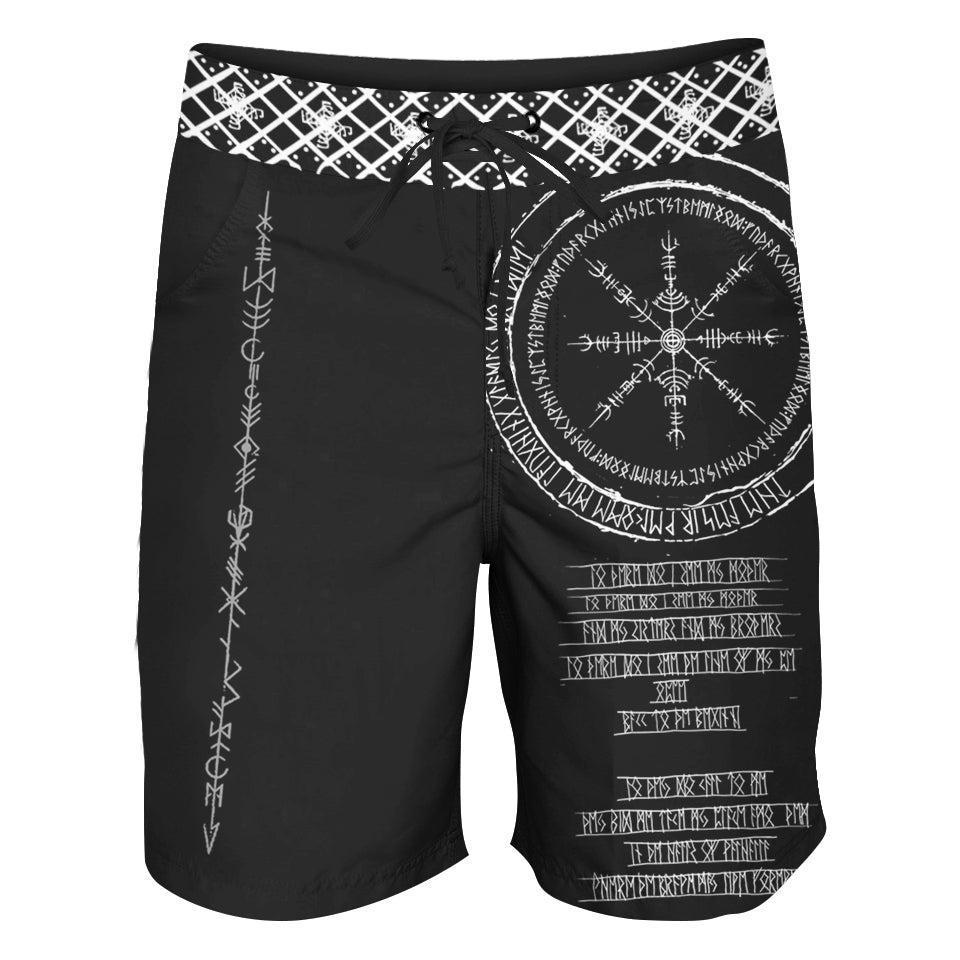 Boardshorts SM / 18 Inch Viking Runes Boardshorts - Black Edition RUNIC_BOARDSHORTS-18_SM