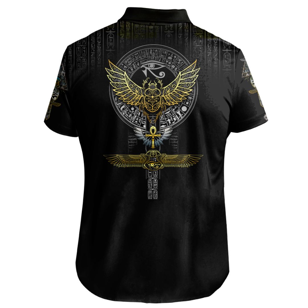 Button Up Shirt Egyptian Scarab Button Up Shirt