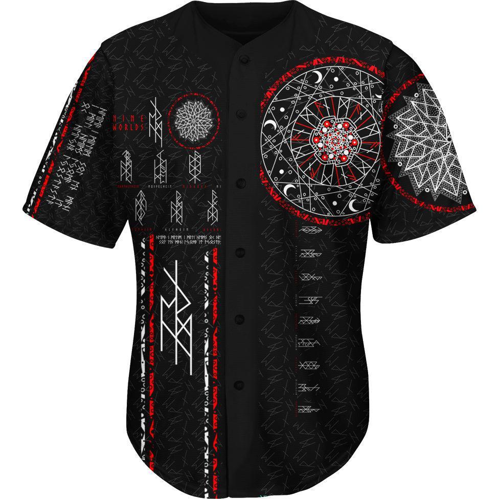 Button Up Shirt S Nine Worlds Baseball Shirt 633-BASEBALLJSY_SM_NINE-WORLDS