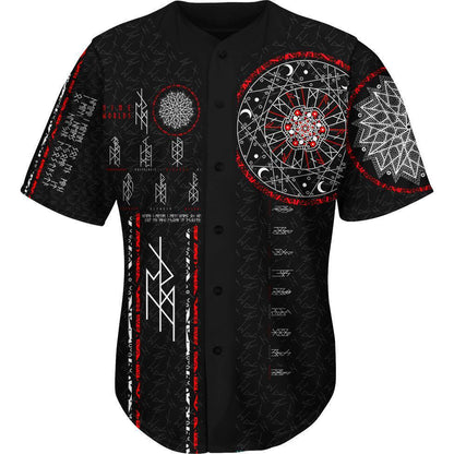 Button Up Shirt S Nine Worlds Baseball Shirt 633-BASEBALLJSY_SM_NINE-WORLDS