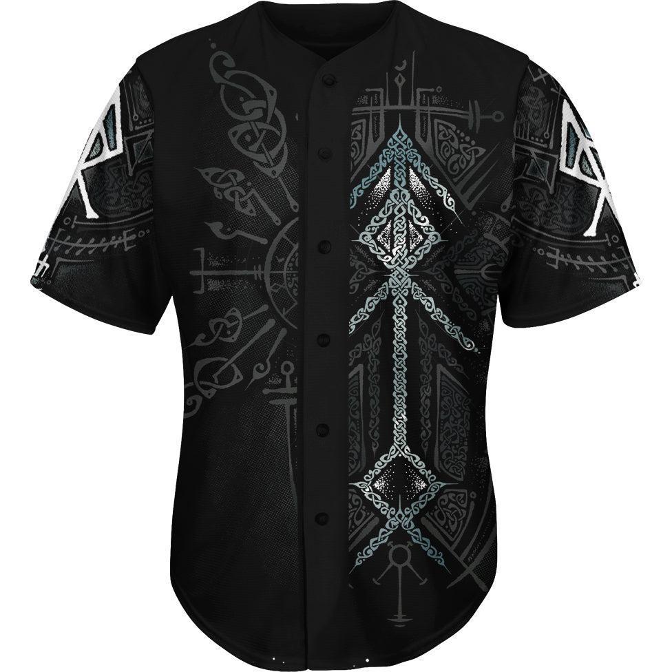 Button Up Shirt S Runes of Loki Baseball Shirt 633-BASEBALLJSY_SM_ROKI