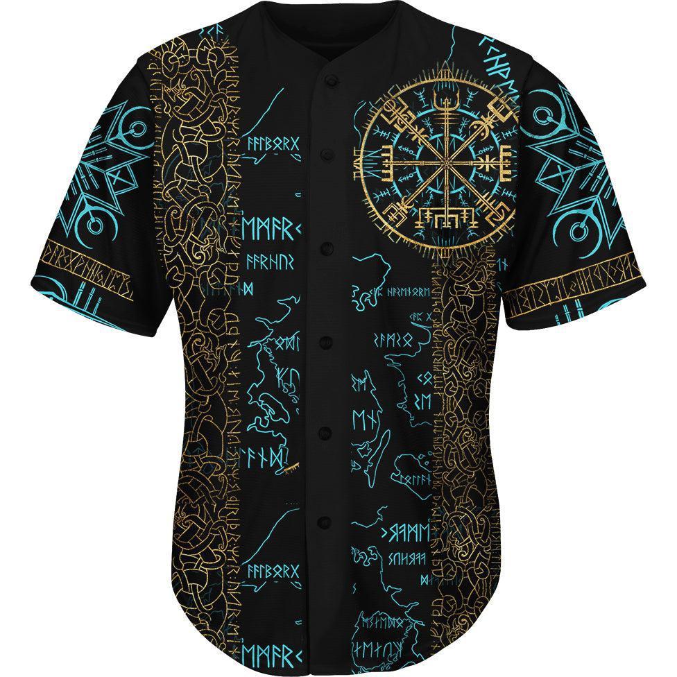 Button Up Shirt S Vegvisir Baseball Shirt 633-BASEBALLJSY_SM_VEGVISIR1