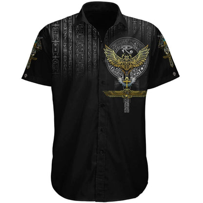 Button Up Shirt XS Egyptian Scarab Button Up Shirt SCARAB_SS-BUTTON-UP-V2_XS