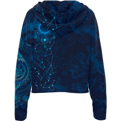 Celestial Compass Drop Shoulder Crop Hoodie