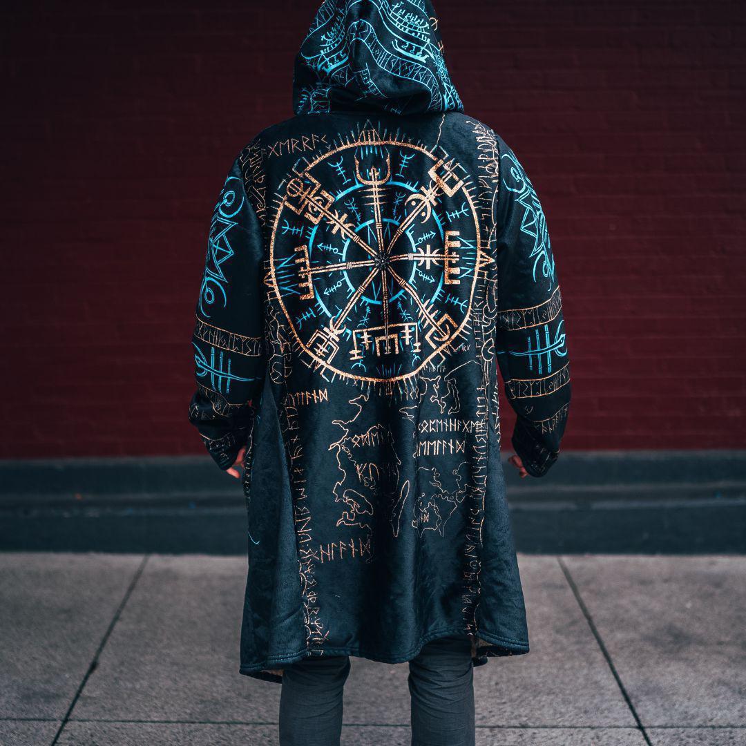 Vegvisir Viking Compass Cloak – Limited Edition — sherpa-lined hooded cloak