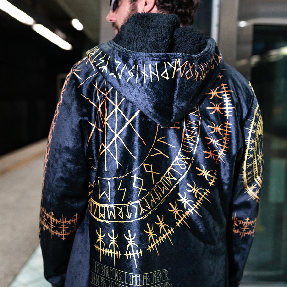 Cloak XS / Beige Sherpa Viking Runes Cloak 502-CLOAK_XS_RUNES