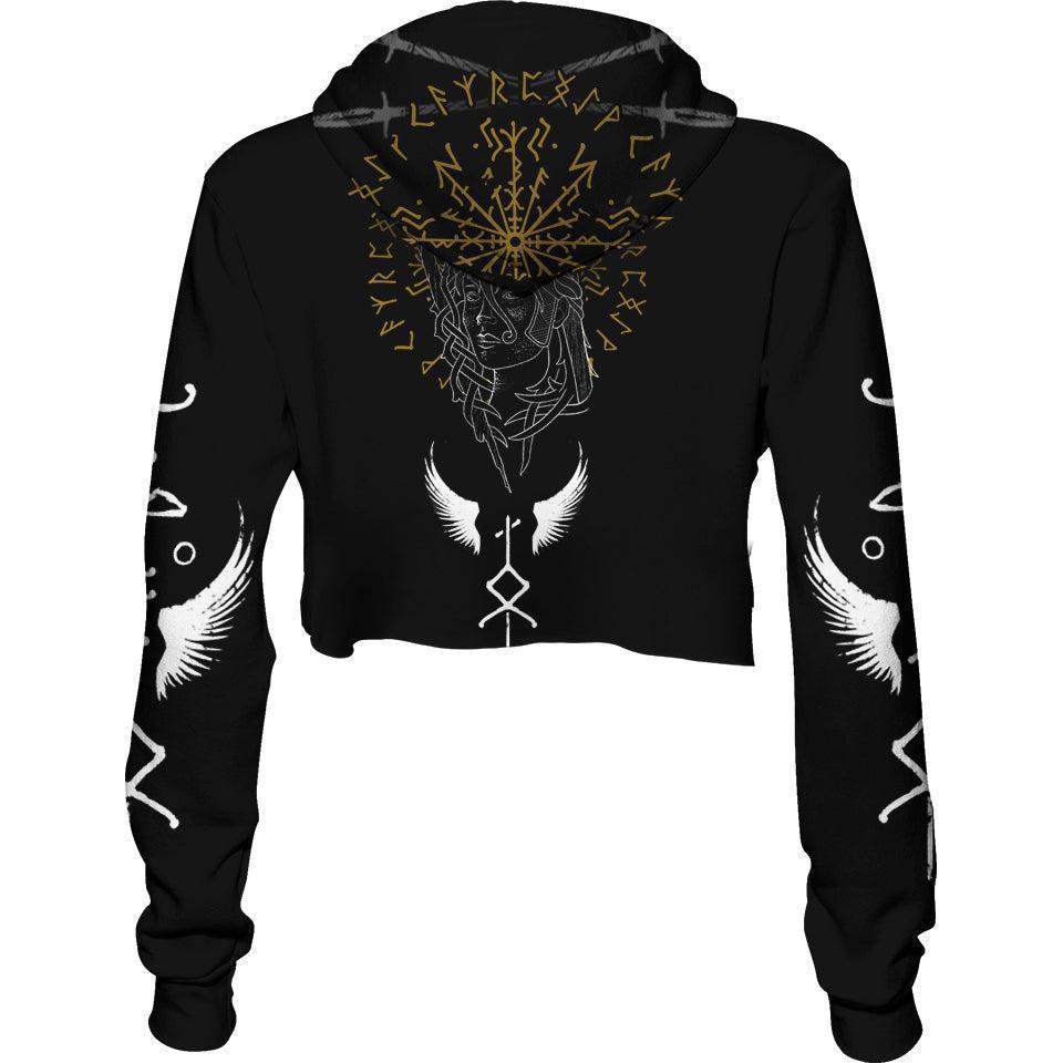 Crop Hoodie Runes of Valkyrie Crop Hoodie