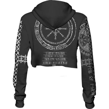 Crop Hoodie Viking Runes Crop Hoodie - Black Edition
