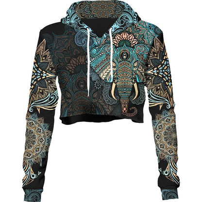 Crop Hoodie XS Elephant Mandala Crop Hoodie - Spirit Edition ELEPHANT-CLRD_222A_XS